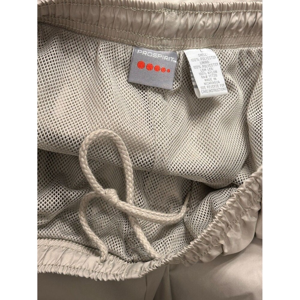 Vintage ProSpirit Nylon Track Pants NEW Large Taupe Sand Y2K Windbreaker Zip - Picture 8 of 9